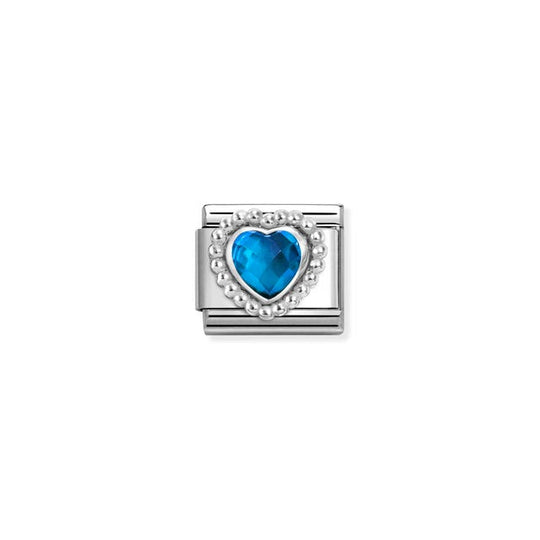 Composable Classic Faceted Blue Heart Dots Link - Silver - 330606/007