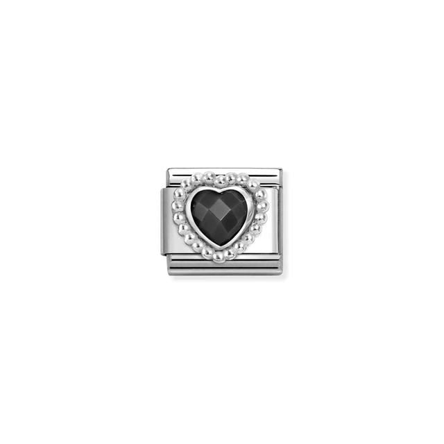 Composable Classic Black CZ Heart Link - Silver - 330606/011