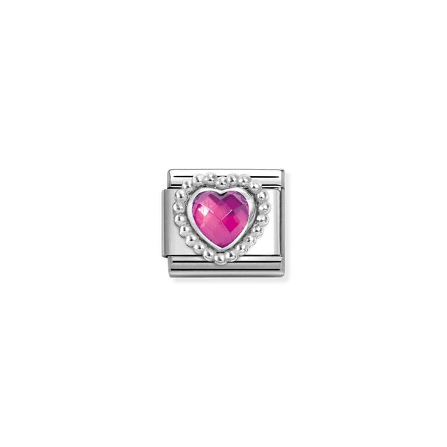 Composable Classic Fuschia Heart Dots Link - Silver - 330606/030