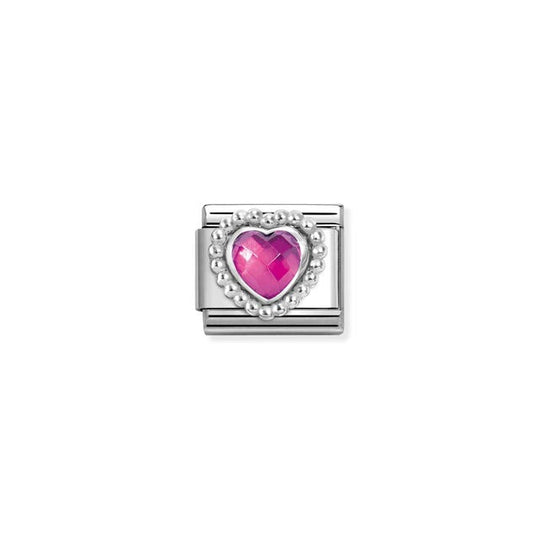Composable Classic Fuschia Heart Dots Link - Silver - 330606/030