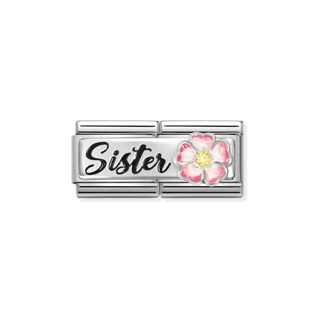 Composable Classic Sister Pink Flower Double Link - 330734/15