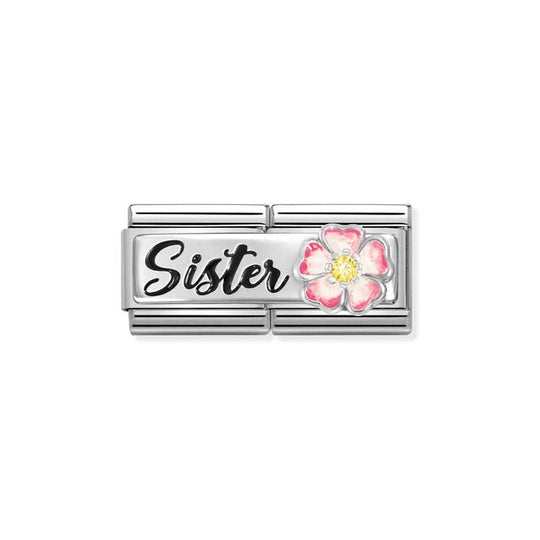 Composable Classic Sister Pink Flower Double Link - 330734/15