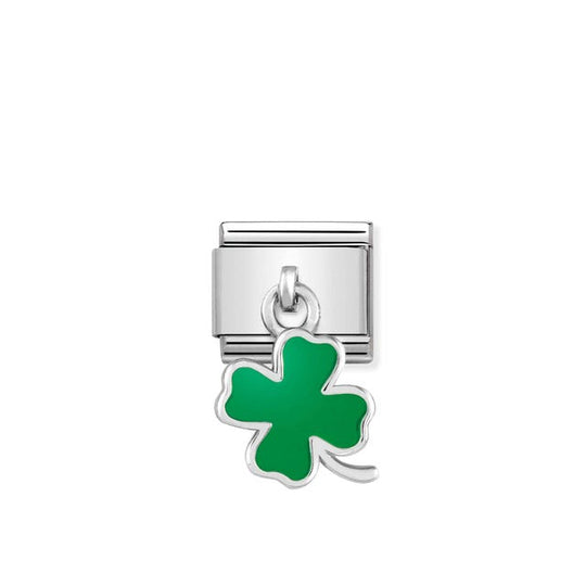 Composable Classic Green Four Leaf Clover Link - Silver - 331805/01