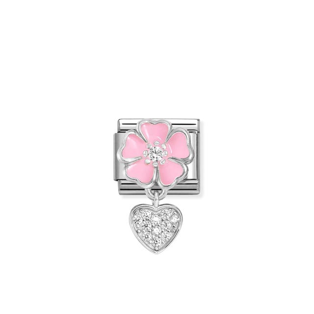 Composable Classic Flower & Heart Pendant Link - Silver - 331814/01