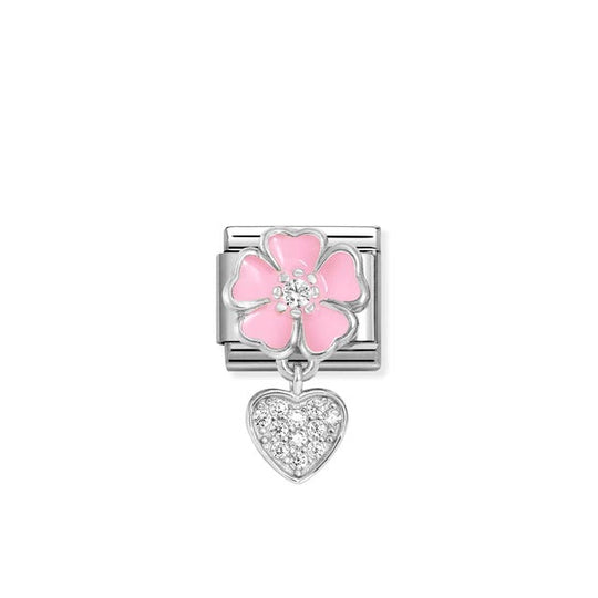 Composable Classic Flower & Heart Pendant Link - Silver - 331814/01