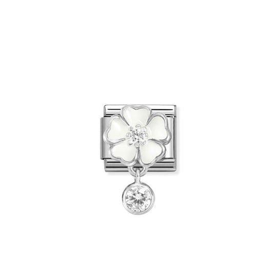 Composable Classic White Flower CZ Pendant Link - Silver - 331814/06