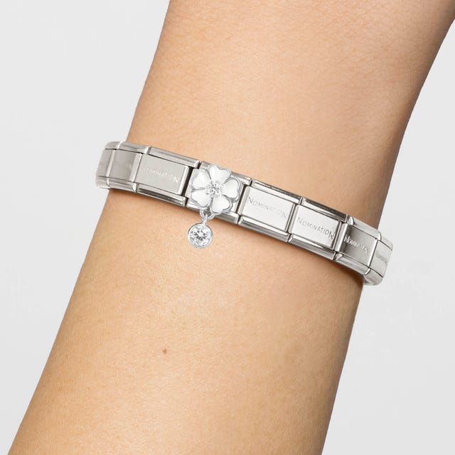 Composable Classic White Flower CZ Pendant Link - Silver - 331814/06