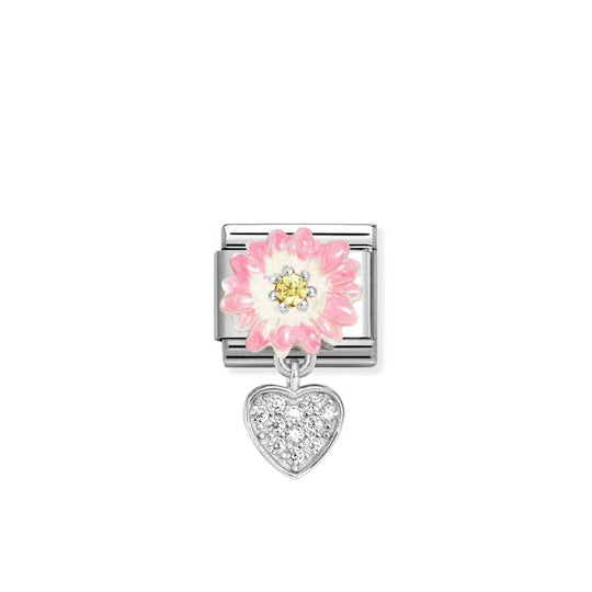 Composable Pink Flower/Yellow CZ Link - Silver - 331814/07