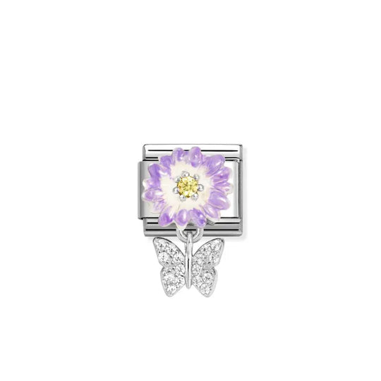 Composable Classic Lilac Daisy Butterfly Link - Silver - 331814/11