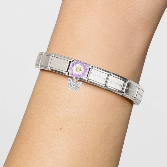 Composable Classic Lilac Daisy Butterfly Link - Silver - 331814/11