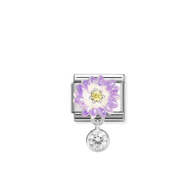 Composable Classic Purple Flower CZ Pendant Link - Silver - 331814/12