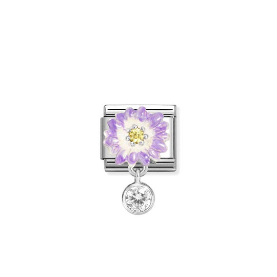 Composable Classic Purple Flower CZ Pendant Link - Silver - 331814/12