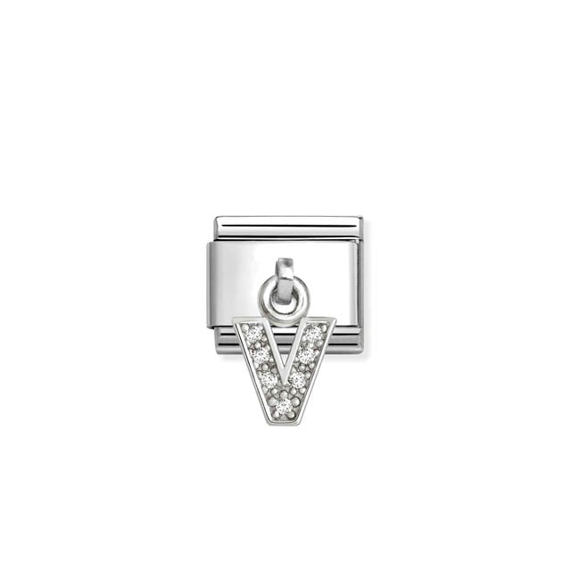 Composable Classic CZ Letter V Pendant Link - Silver - 331818/22