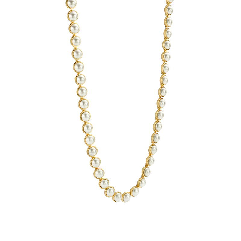 Pearl Necklace - Gold - 34009YP/42