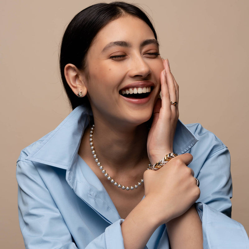 Pearl Necklace - Gold - 34009YP/42