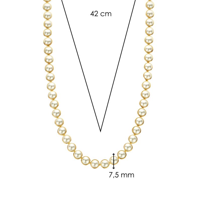 Pearl Necklace - Gold - 34009YP/42