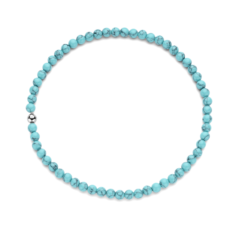 Turquoise Bead Necklace - Silver - 34016TQ