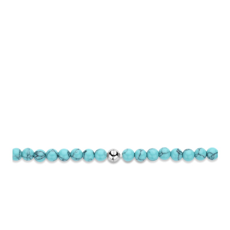 Turquoise Bead Necklace - Silver - 34016TQ