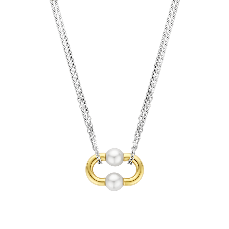 Milano Pearl Bead Necklace - Silver/Gold - 34018YP/42