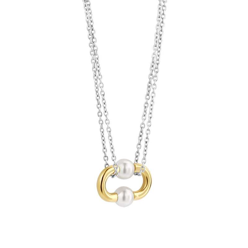 Milano Pearl Bead Necklace - Silver/Gold - 34018YP/42