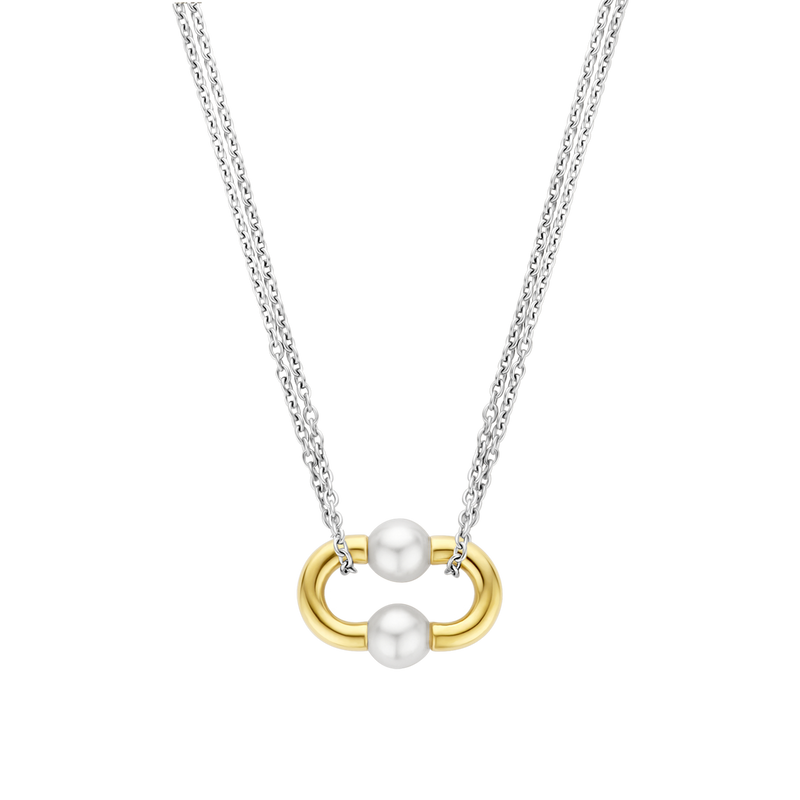 Milano Pearl Bead Necklace - Silver/Gold - 34018YP/42