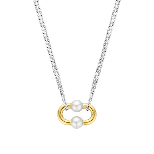 Milano Pearl Bead Necklace - Silver/Gold - 34018YP/42