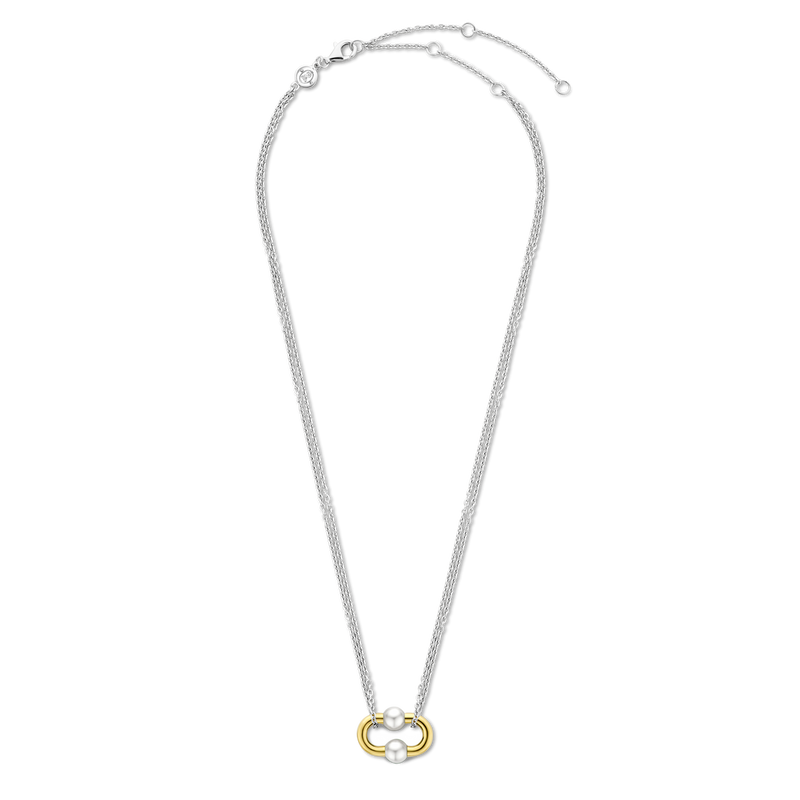 Milano Pearl Bead Necklace - Silver/Gold - 34018YP/42