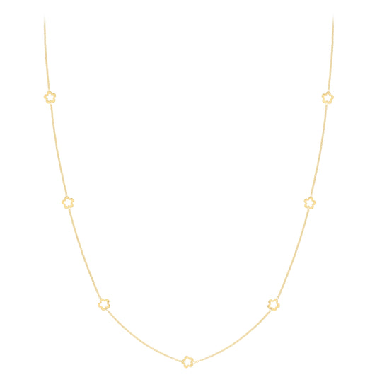 Fancy Flower Necklace - 9ct Yellow Gold