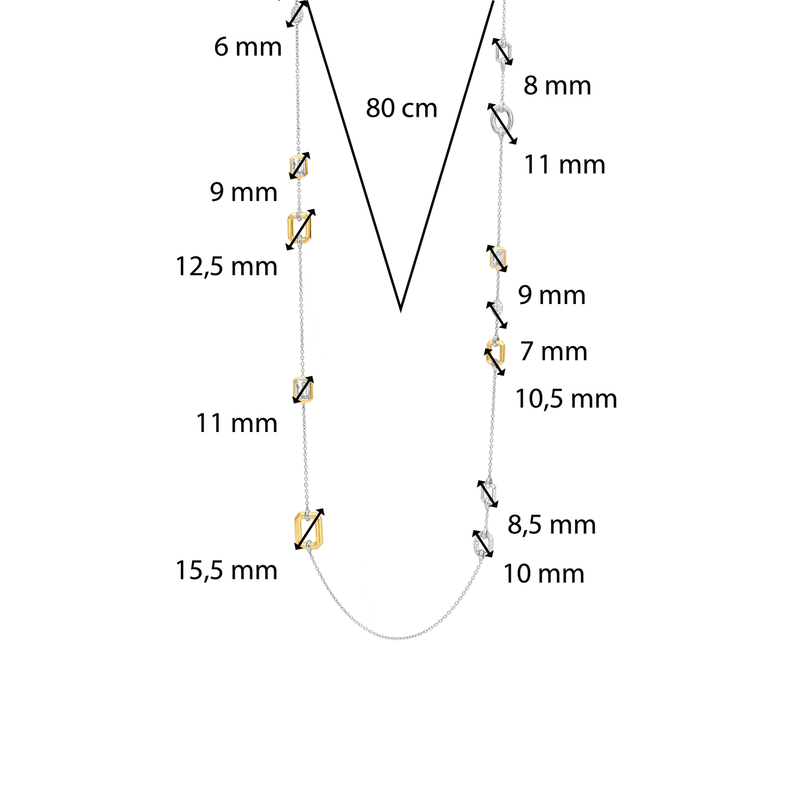 Milano Long Token Necklace - Gold/Silver - 34028ZY/80