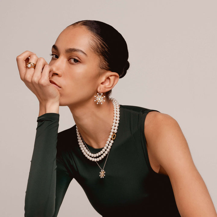 Milano Pearl Star Pendant - Silver/Gold - 34033YP/42