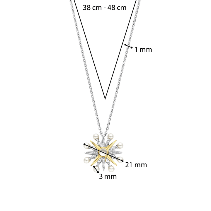 Milano Pearl Star Pendant - Silver/Gold - 34033YP/42