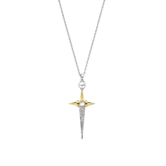 Milano Elongated Star Pendant Necklace - Silver/Gold - 34034YP/42