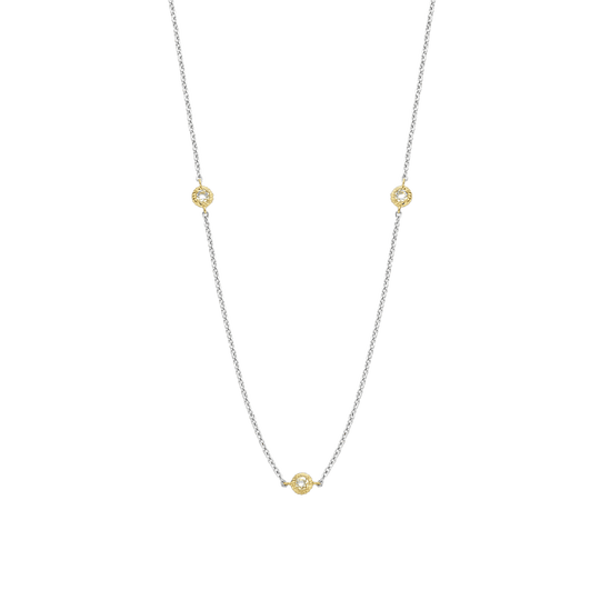Milano CZ Chain Necklace - Silver/Gold - 34035ZY/42