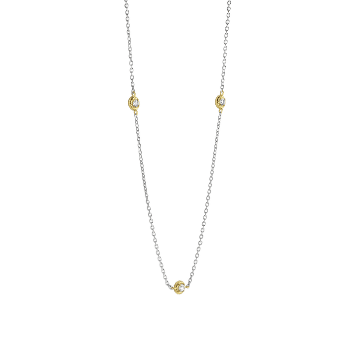 Milano CZ Chain Necklace - Silver/Gold - 34035ZY/42