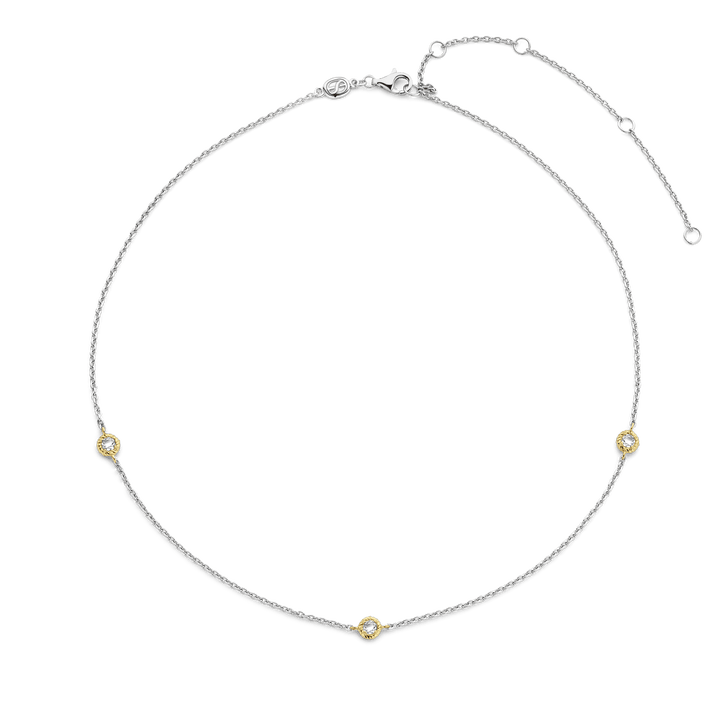 Milano CZ Chain Necklace - Silver/Gold - 34035ZY/42