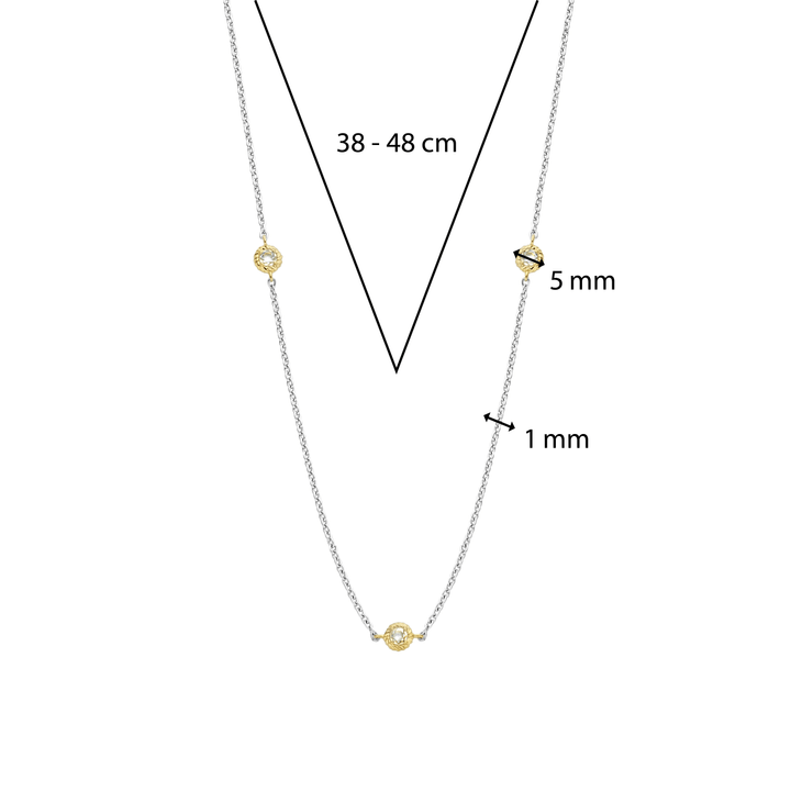 Milano CZ Chain Necklace - Silver/Gold - 34035ZY/42
