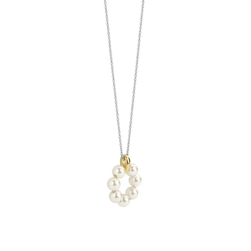 Milano Pearl Flower Necklace - Gold/Silver - 34036YP/42
