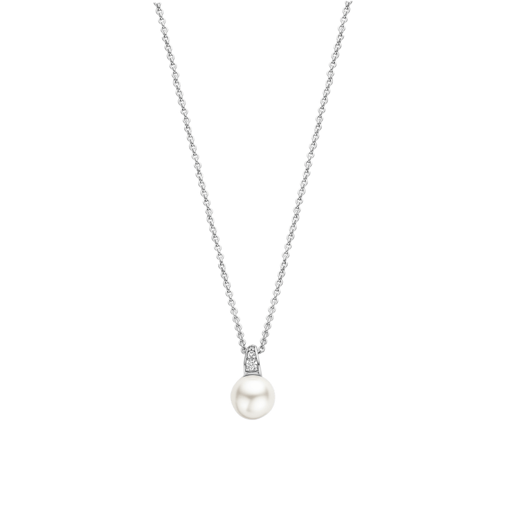 Milano Pearl & CZ Pavé Pendant - Silver - 34038PW/42