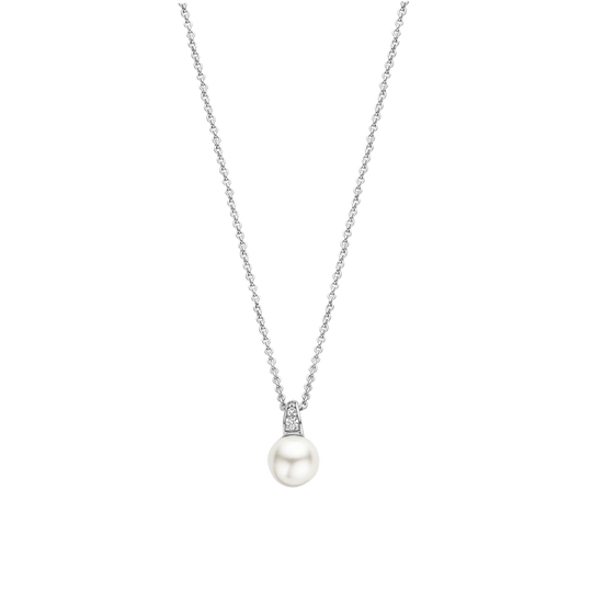 Milano Pearl & CZ Pavé Pendant - Silver - 34038PW/42