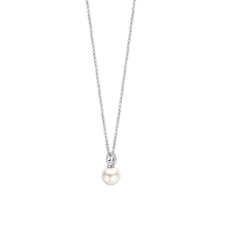 Milano Pearl & CZ Pavé Pendant - Silver - 34038PW/42