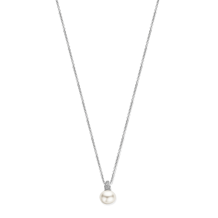 Milano Pearl & CZ Pavé Pendant - Silver - 34038PW/42