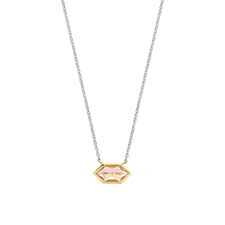 Milano Geometric Pink Stone Pendant - Gold/Silver - 34041NU/42