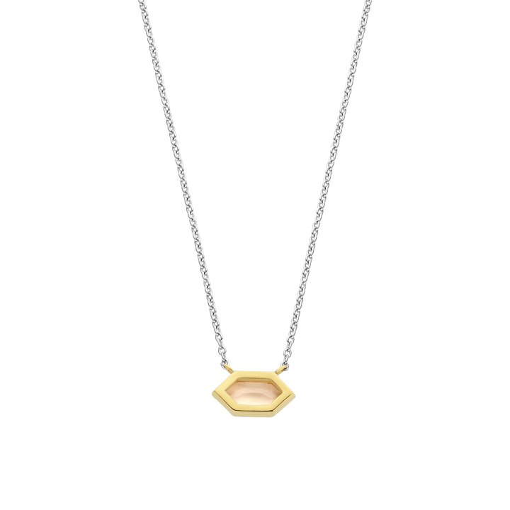Milano Geometric Pink Stone Pendant - Gold/Silver - 34041NU/42