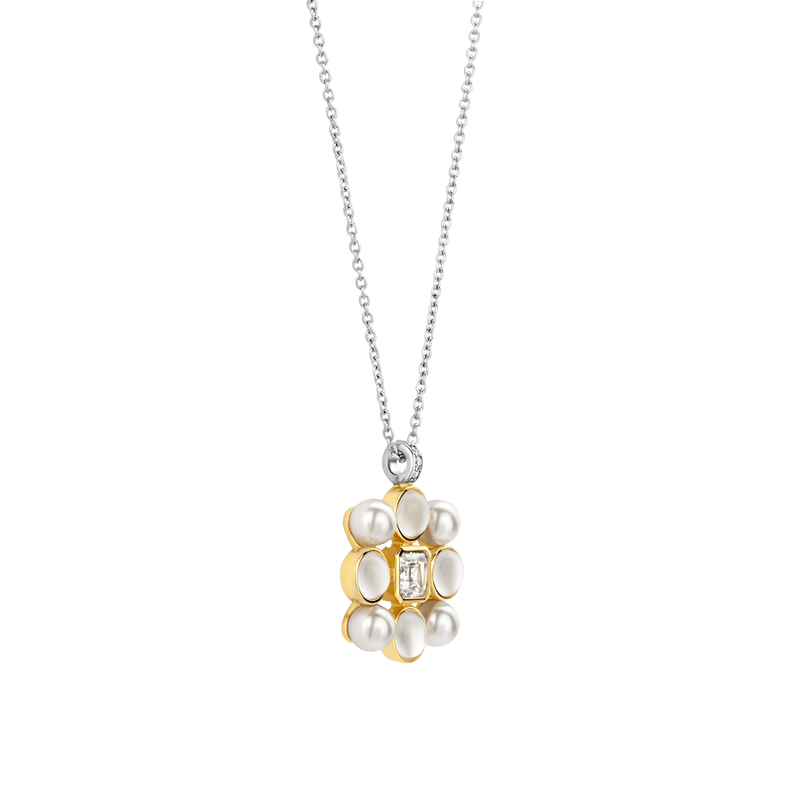 Milano Pearl Cluster Pendant Necklace - Silver/Gold - 34046YP/42