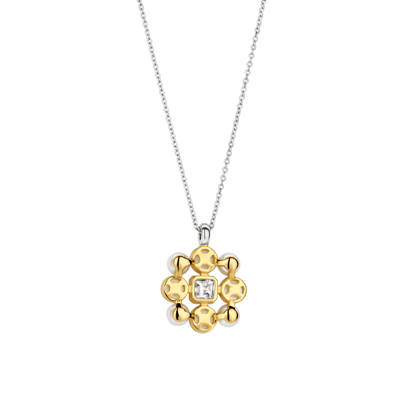 Milano Pearl Cluster Pendant Necklace - Silver/Gold - 34046YP/42