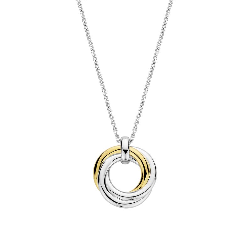 Milano CZ Circular Pendant Necklace - Gold/Silver - 34055ZY/42
