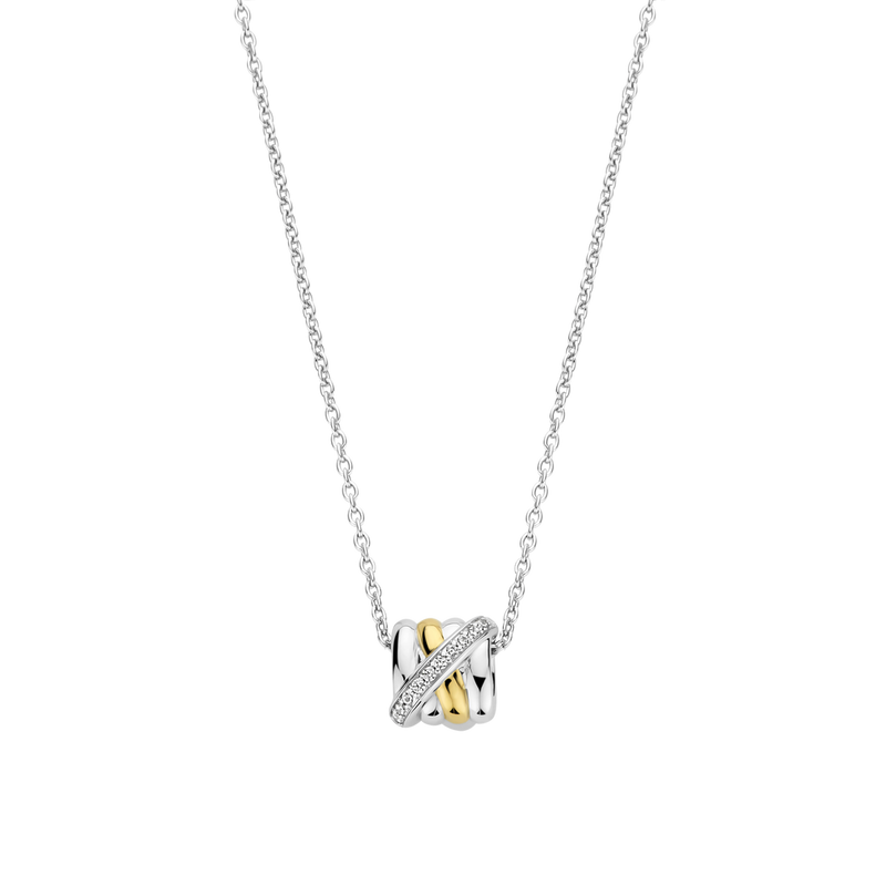 Milano Interconnected Rings Pendant - Silver/Gold - 34059ZY/42