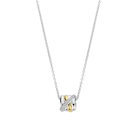 Milano Interconnected Rings Pendant - Silver/Gold - 34059ZY/42