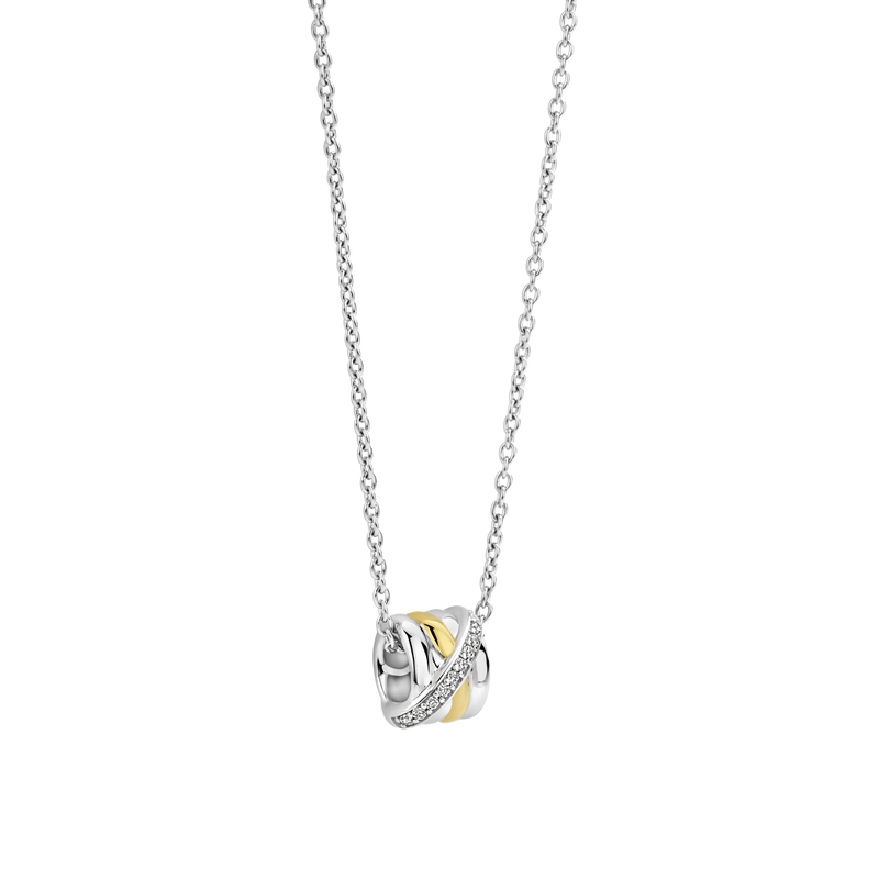 Milano Interconnected Rings Pendant - Silver/Gold - 34059ZY/42