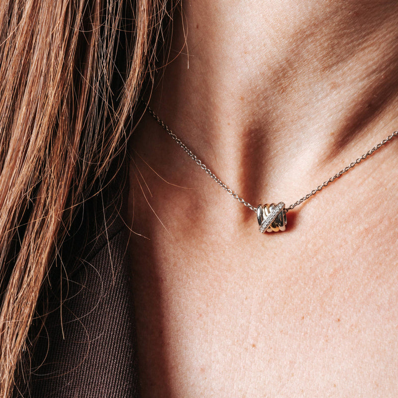 Milano Interconnected Rings Pendant - Silver/Gold - 34059ZY/42